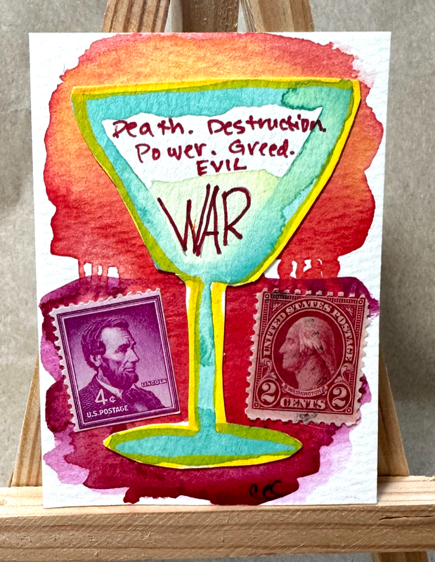 Make War and Drink a Martini aceo art card