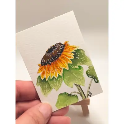 Sunflower 003 aceo art card thumbnail 2