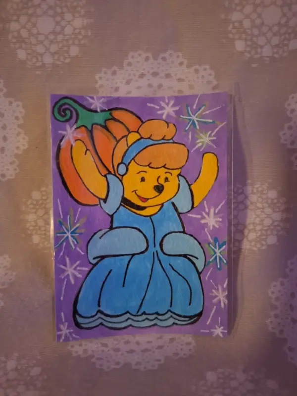 Cinderella Pooh aceo art card