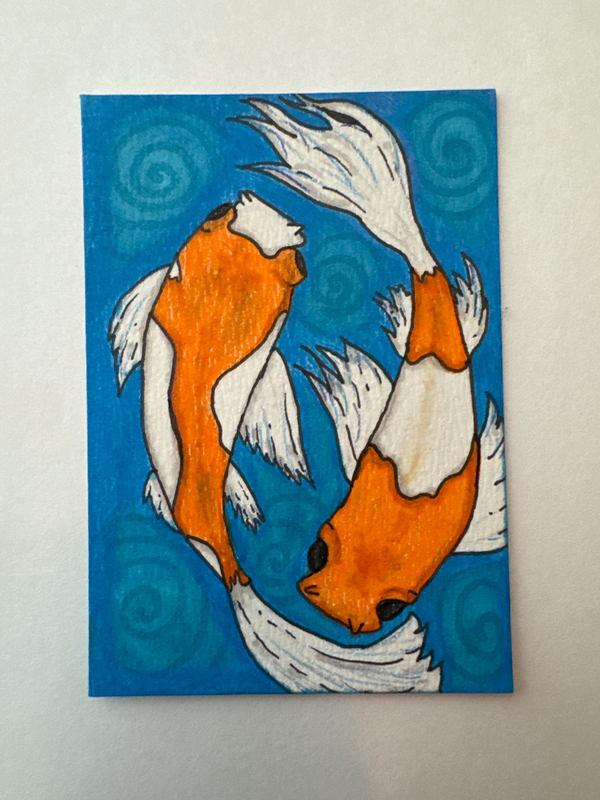 Koi pond aceo art card