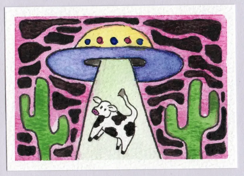 ABDUCTION! aceo art card