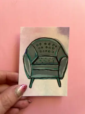 ACEO Original - Grey Chair - Sawyer Crane Art aceo art card thumbnail 1