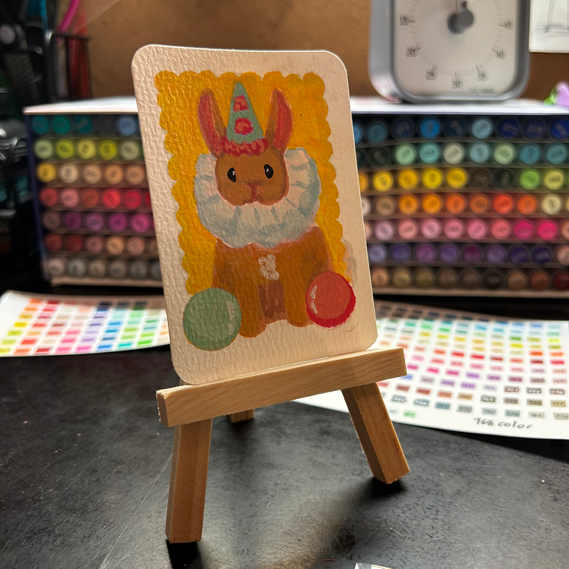 ACEO Art Card original “Silly Bun” #6 of “Lively Bunnies” aceo art card