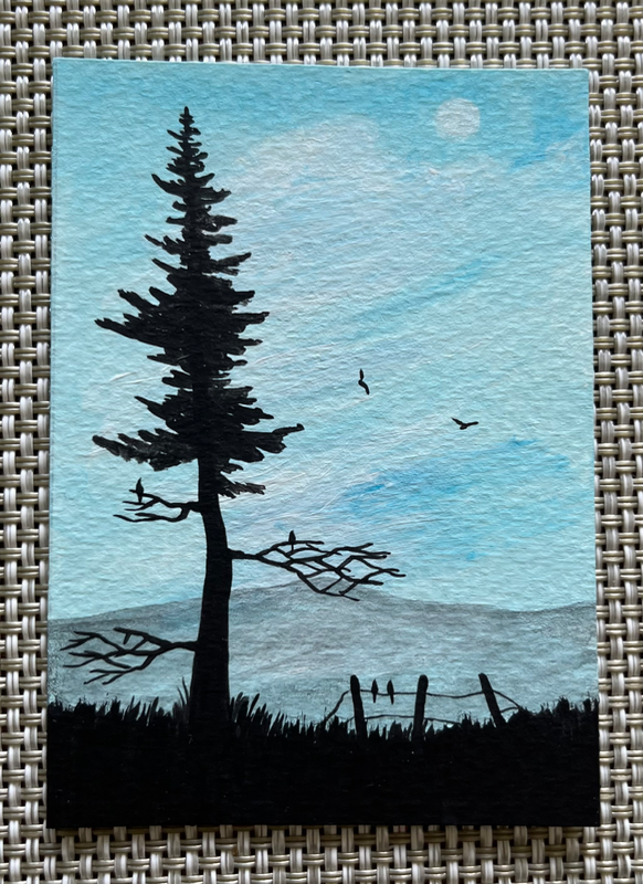 “Daytime Moon” aceo art card