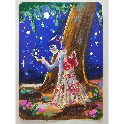 Garden Lights aceo art card thumbnail 2