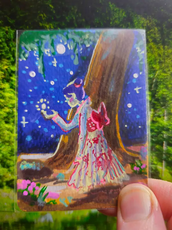 Garden Lights aceo art card