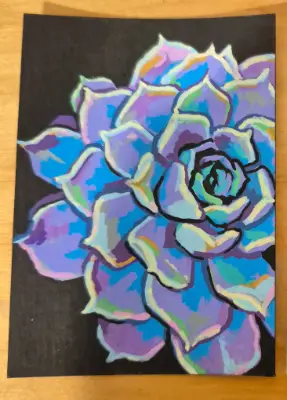 Lilac Succulent aceo art card thumbnail 2