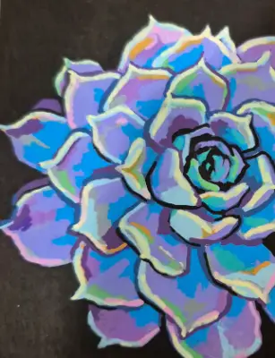 Lilac Succulent aceo art card thumbnail 1