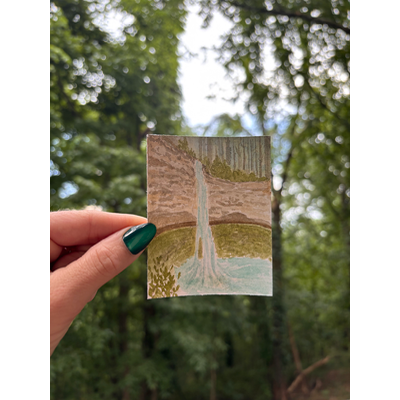 Watercolor waterfall aceo art card thumbnail 2