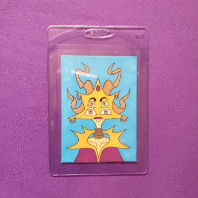 Original Fantasy Sun Creature Marker Illustration with Gold Details OOAK aceo art card thumbnail 2