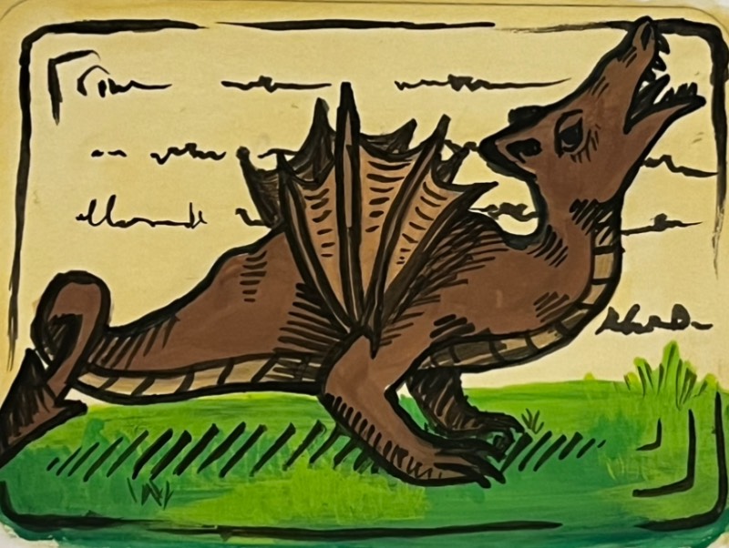 Medieval Dragon aceo art card