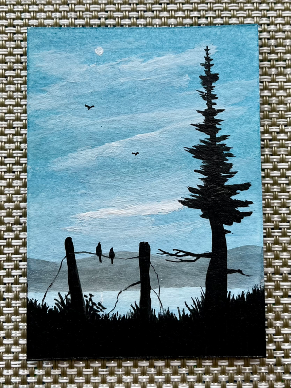 “The Not So Lonely Pine” aceo art card