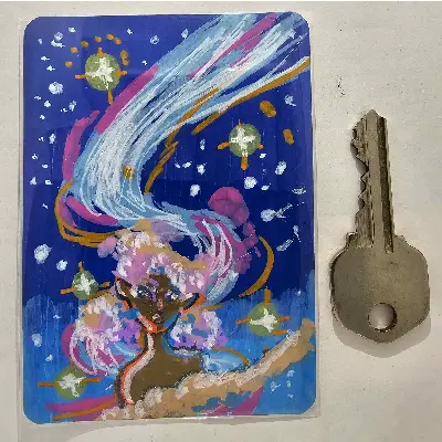 Swirling Galaxy aceo art card thumbnail 2