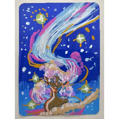 Swirling Galaxy aceo art card thumbnail 1