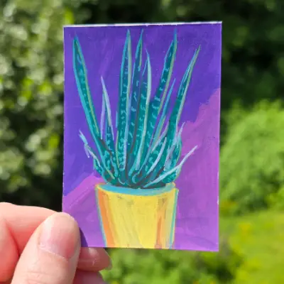 Moody Mother-in-law's Tongue aceo art card thumbnail 1