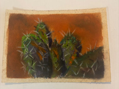 cactus 2.5 x 3.5 Original painting ACEO aceo art card thumbnail 1