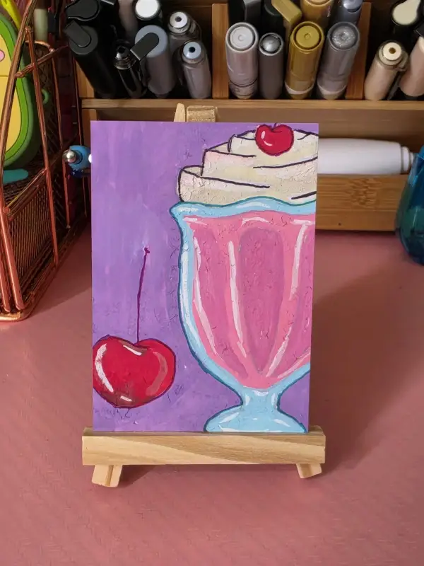 Strawberry Shake (Milkshake) aceo art card