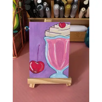 Strawberry Shake (Milkshake) aceo art card thumbnail 1