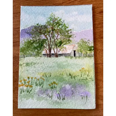 Country Barn aceo art card thumbnail 2