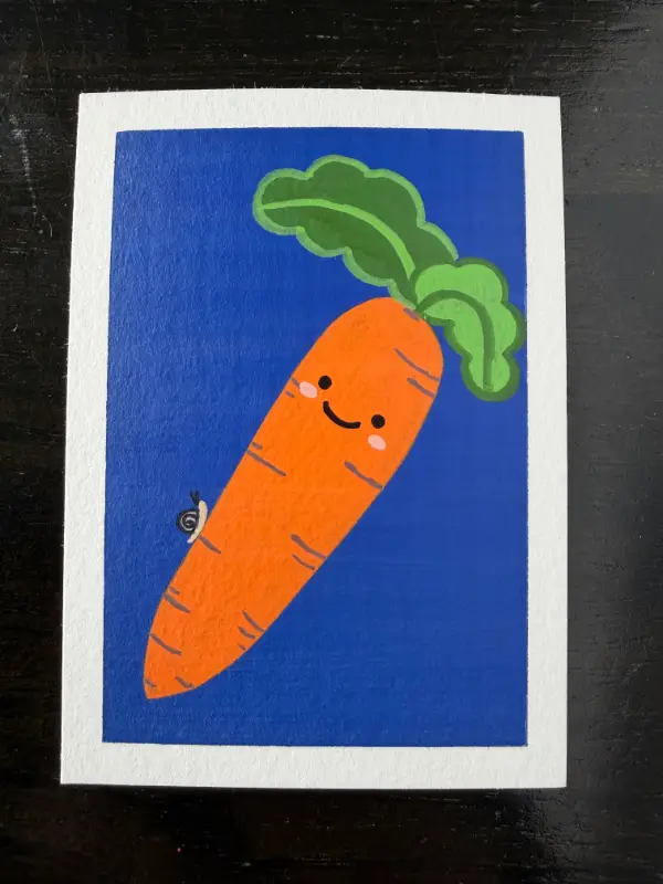Carrot & Snail aceo art card