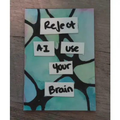 Anti AI 2/4 aceo art card thumbnail 2