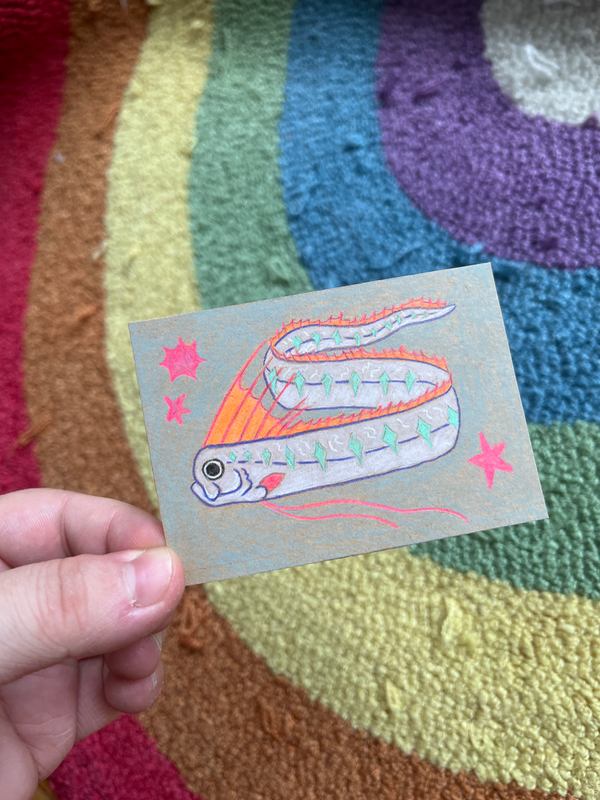 Colorful Oar Fish aceo art card