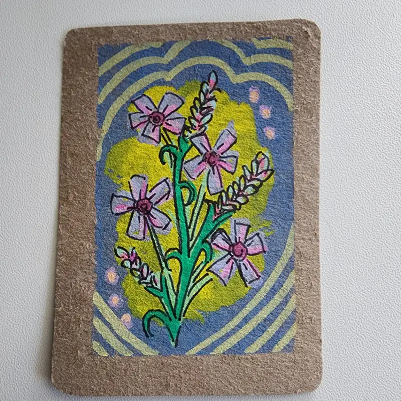 Floral on blue aceo art card