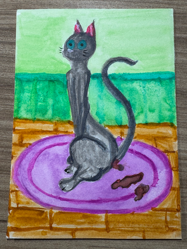 Caught on the carpet aceo art card