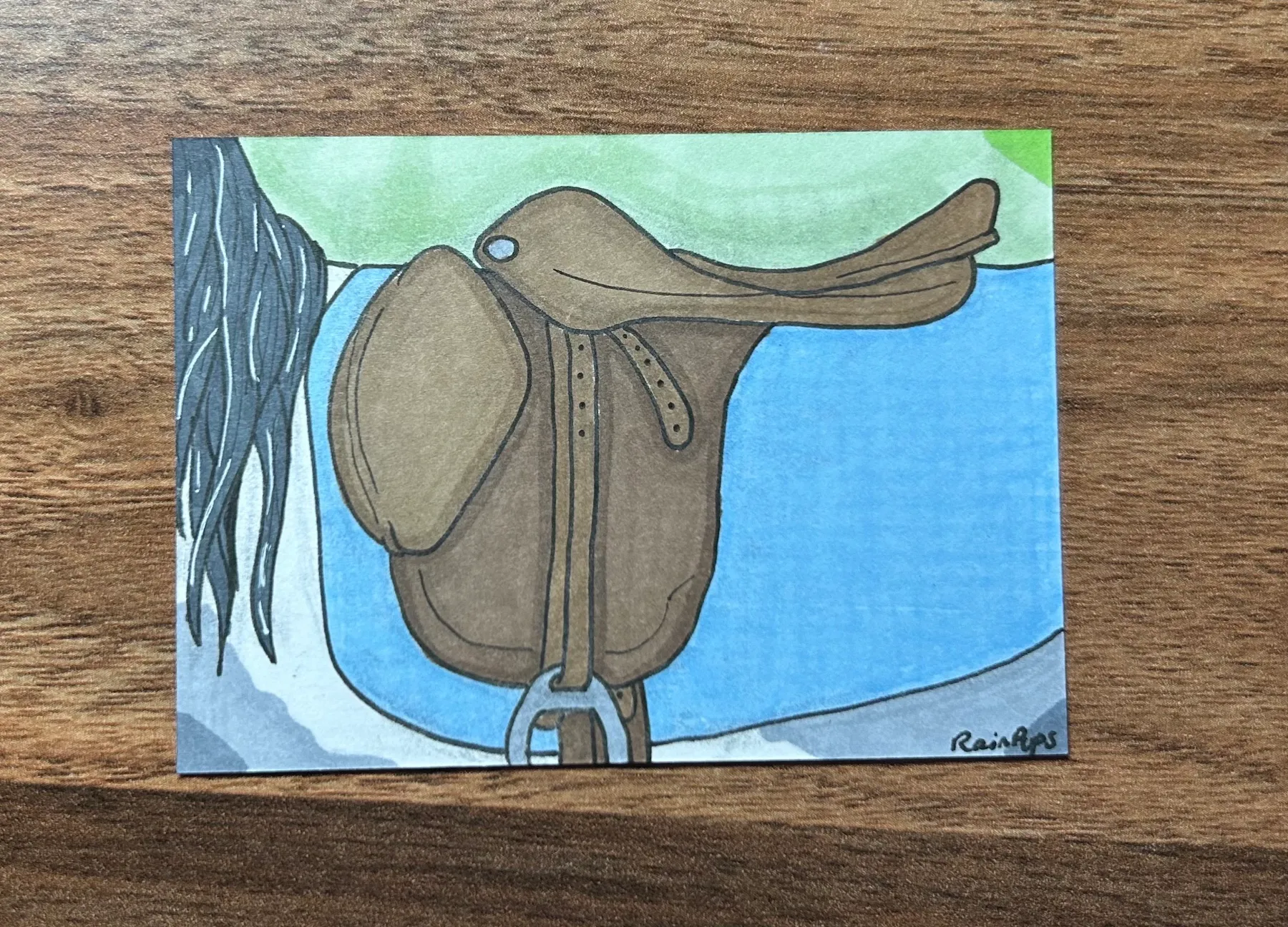 "Cricket's Saddle" Horse aceo art card