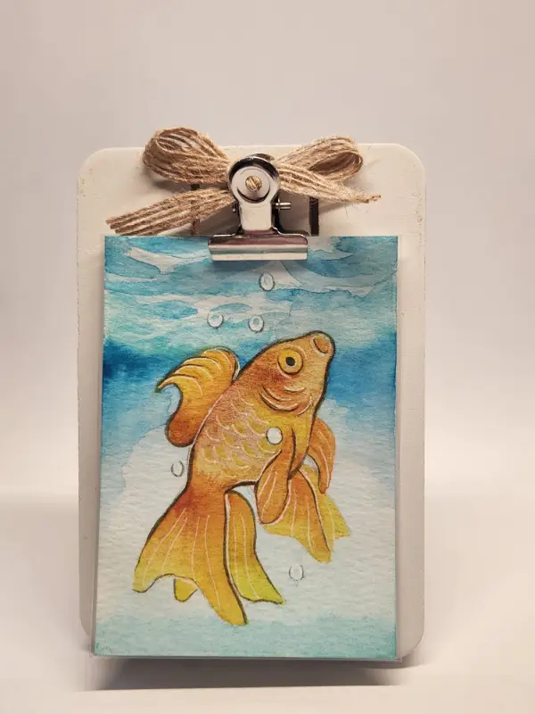 ACEO Original- "Coming Up for Air"- 2.5" x 3.5" Watercolor aceo art card