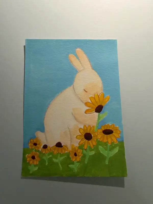 Smell the flowers aceo art card
