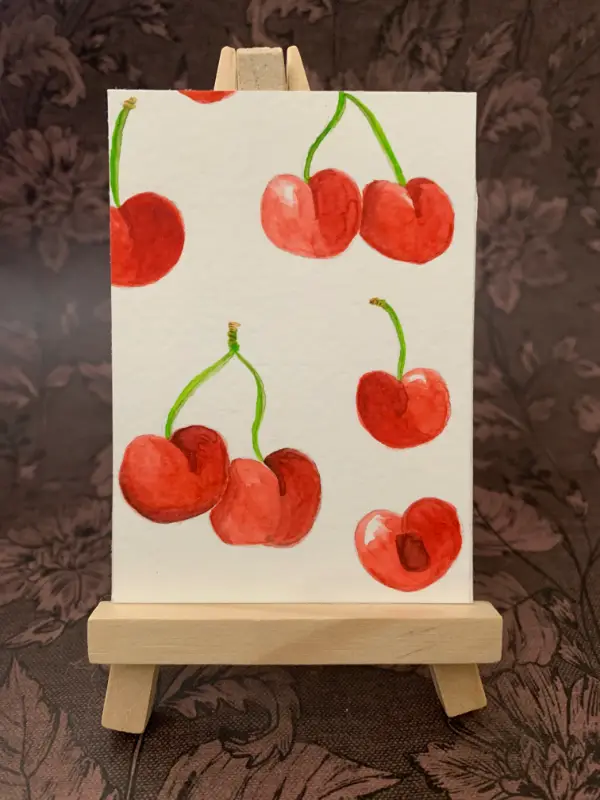 Cascading Cherries aceo art card
