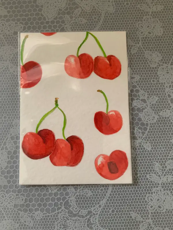 Cascading Cherries aceo art card