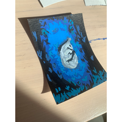 Little fox sleeping in a meadow aceo art card thumbnail 2