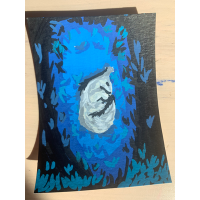 Little fox sleeping in a meadow aceo art card thumbnail 1
