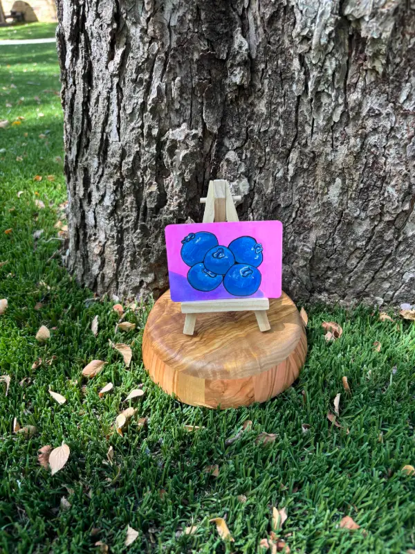 Blueberries: Pink aceo art card