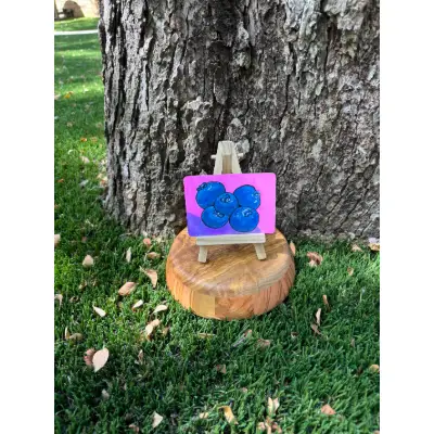 Blueberries: Pink aceo art card thumbnail 1
