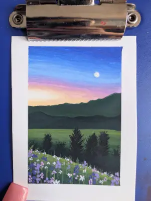 Wildflowers on the Mountains - 2x3 mini painting aceo art card thumbnail 2
