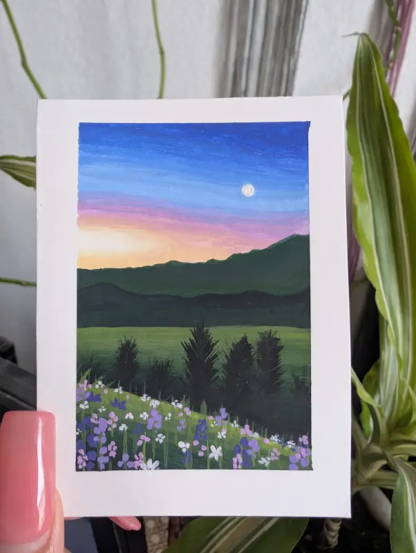 Wildflowers on the Mountains - 2x3 mini painting aceo art card