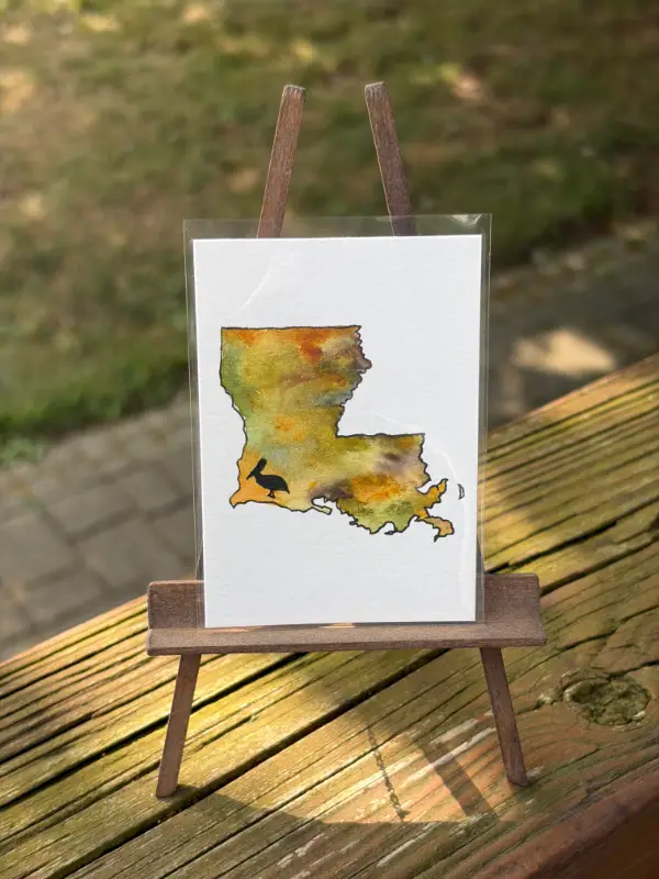 Louisiana: Pelican aceo art card