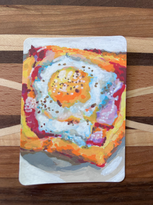 Egg Bacon Toast aceo art card thumbnail 3
