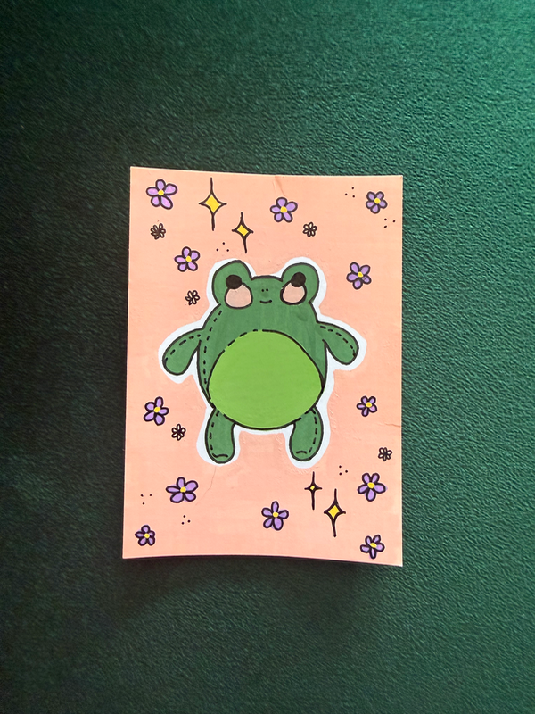 Frog Plushie aceo art card