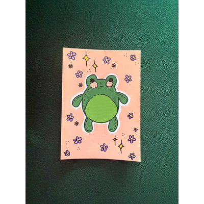 Frog Plushie aceo art card thumbnail 1