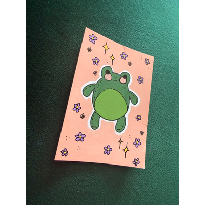 Frog Plushie aceo art card thumbnail 2