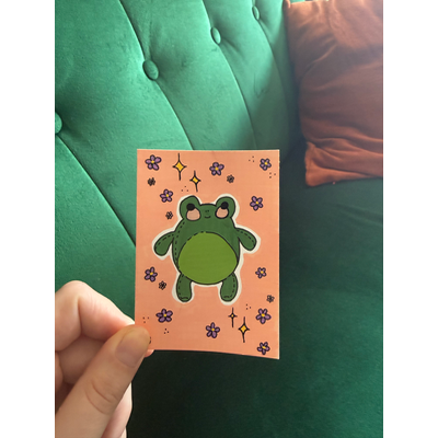 Frog Plushie aceo art card thumbnail 4