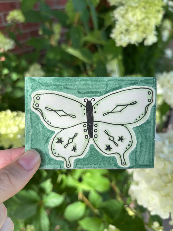 Green Butterfly 5/6 aceo art card
