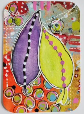 Happy Leaves aceo art card thumbnail 1