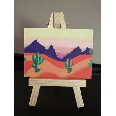 Dancing Cacti at Sunset aceo art card thumbnail 1