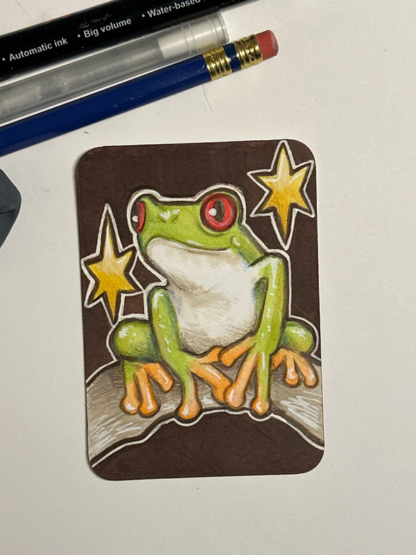 Tree Frog aceo art card