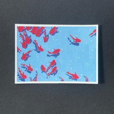 schooling fish aceo art card thumbnail 2